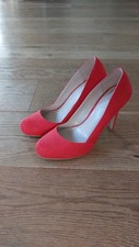 Carvela Kurt Geiger High Heel Red Orange Suede Look Shoes Size 6 Uk 39