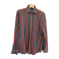 Duchamp L/Sleeved Shirt Collar 16" / 41 Cm  Black Multicolour Striped Slim B8