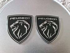 2 x LOGO metal emblems 3D LION PEUGEOT BADGE BLACK BADGE 208 308 2008 3008 