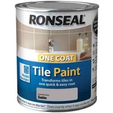 Ronseal One Coat Tile Kitchen Bathroom Paint Granite Grey Satin 750Ml