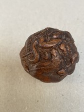 ANTIQUE CHINESE BAMBOO ROOTS CARVED 12 ZODIAC SIGNS QING DYNASTY 4 CM WIDE