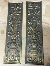 Reclaimed Solid Brass Door Finger Plates Antique Brass re finish Large Oblong 