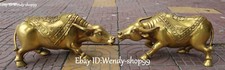 17" China Bronze Feng Shui Bat Cattle Ox Cow Bull Zodiac Animal Statue Pair