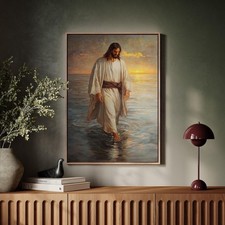Jesus Walking on Water Poster Art - Serene Christian and Prince of Peace. POster