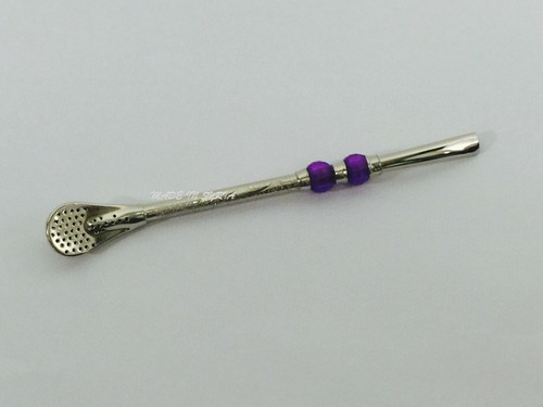 Stainless steel bombilla - steel, straw