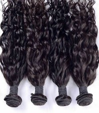 1/2/3/4/5BUNDLES  BRAZILIAN VIRGIN HUMAN HAIR NATURAL COLOUR 1B# WATER WAVES 12A