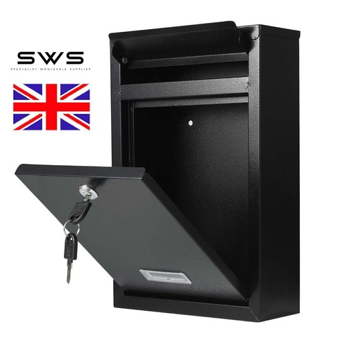 Large black lockable post box - large,