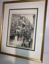 Rare Original Etching Frank Armington (Canadian French 1896-1941 Paris Boulevard