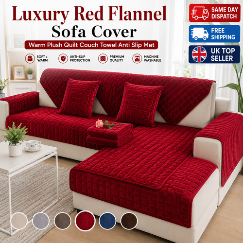 Luxury red flannel sofa - red, cover