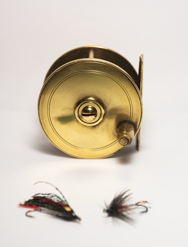 Vintage brass fly fishing reel - fly,