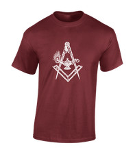 ANCIENT SQUARE AND COMPASS MENS T SHIRT VINTAGE MASONIC STONE MASON FASHION