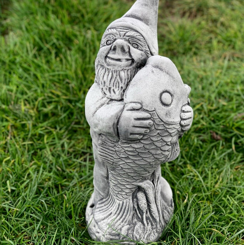 Funny gnome with fish - funny,