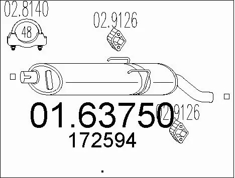 Rear muffler fits peugeot - muffler, fits: