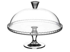 Large Glass Cake Stand Lid Pedestal Cupcake Pastry Food Serving Display Plate