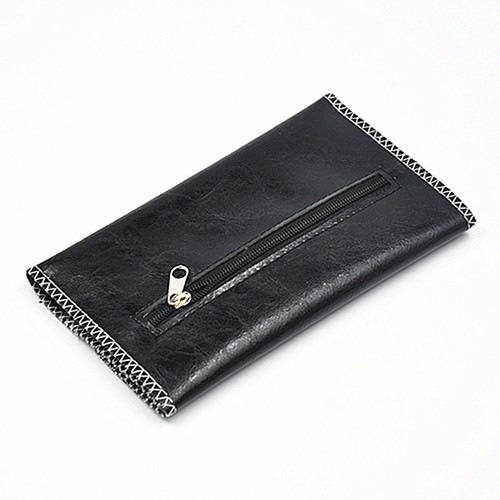 Black leather tobacco pouch - leather,