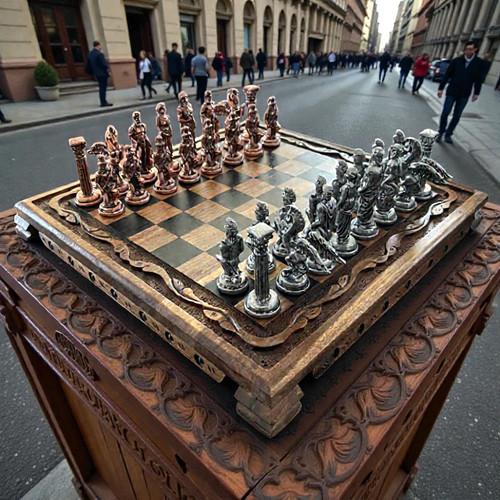 Antique chess set handmade - antique,