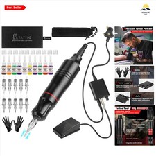 Rotary Tattoo Pen Machine Kit with 10Pcs Needles – Pro Tattoo Set for Artists