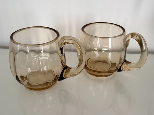 Smoked brown glass mugs pair - smoked,