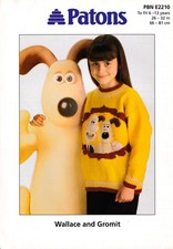 PATONS Knitting Pattern 2210 Child's Wallace & Gromit Sweater 26-32" DK