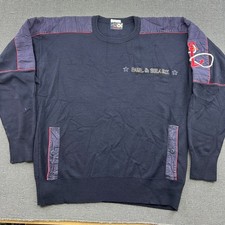 Vintage Paul & Shark Sweater Mens Large Nayv Blue Crewneck Pockets Knitted