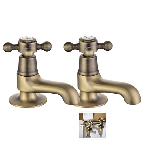 Basin pillar taps pair - taps, antique