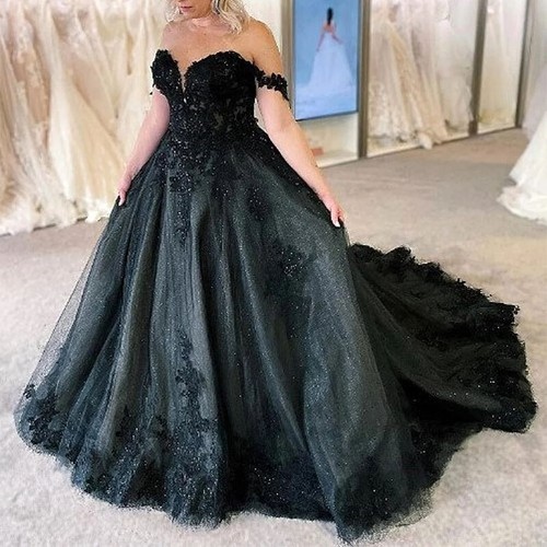 Black glitter wedding - glitter, dresses