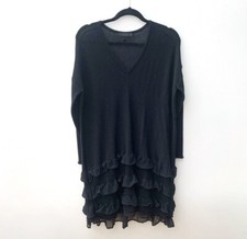 Twin Set Simona Barbieri Dress Small Black Knit Frill