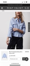 Mint Velvet Blue Cropped Utility Shirt Medium