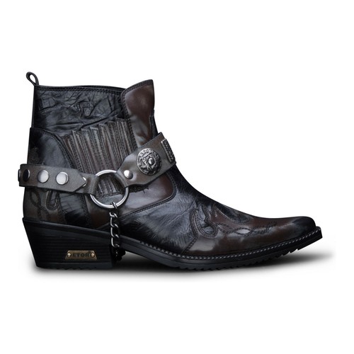 Mens leather cowboy ankle - leather,