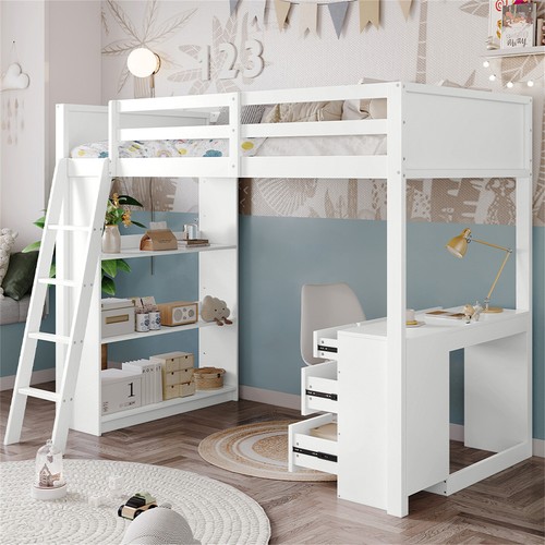 Wooden loft bed high - high, sleeper