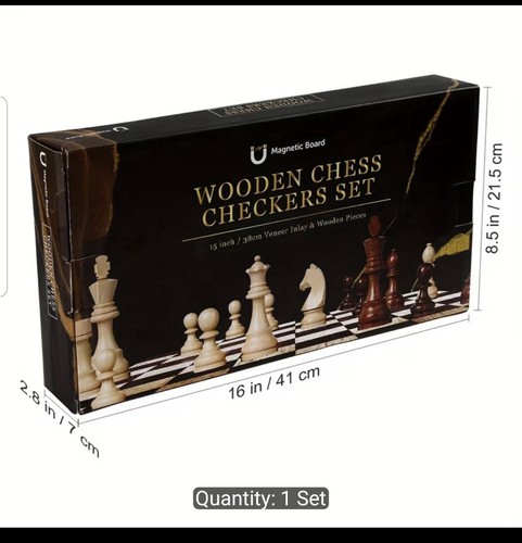 Wooden chess checkers set - wooden,