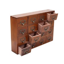 16 Drawer Wooden Desk Drawer Organizer Apothecary Craft Cabinet Supplies Storage