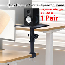 Pair of Speaker Desktop Studio Monitor Stands Table Top Adjustable Height +Clamp
