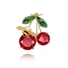 Red Cherry Gold Tone Bumble