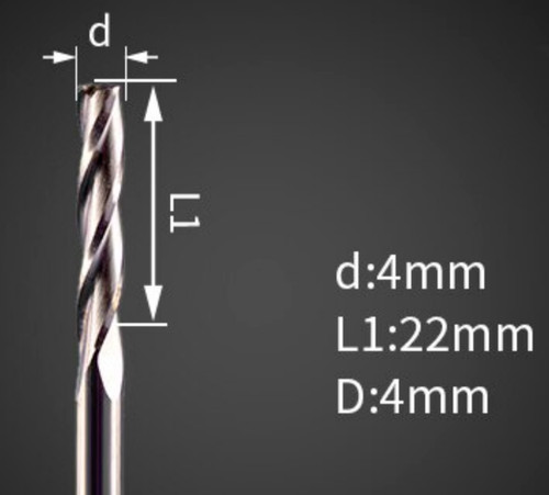 4mm 22mm three flute - 4mm, x