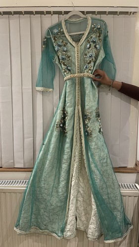 Turquoise embroidered sheer - embroidered,