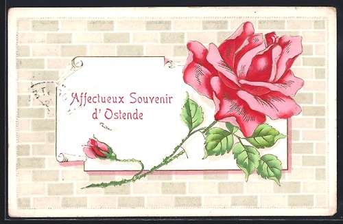 Embossed postcard ostend - postcard,