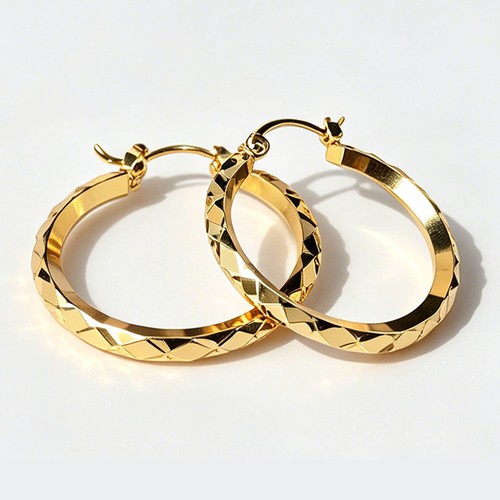 9ct gold hoop earring diamond - hoop,