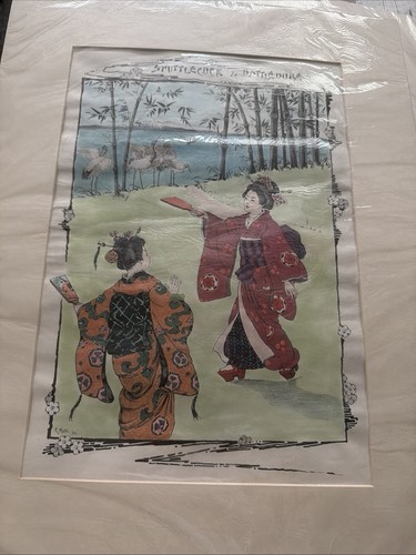 Antique hand tinted print - antique,