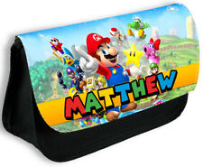 Personalised Black Pencil Case Any Name Super Mario Bag School Kids Stationary 6
