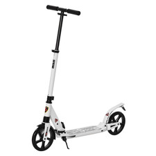 HOMCOM Folding Kick Scooter with Big Wheels for 14+ Teens Adult, White