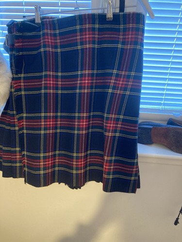 Wool black stewart men kilt - black, men's