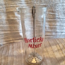 Vintage Horlicks Mixer Glass with Plunger 1950s Made in England Kitchenware 