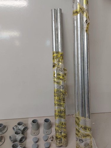 Six galvanised tubes with - galvanised,