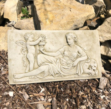 Roman Lady Stone Plaque | Hanging Outdoor Garden Ornament Greek Classical Decora