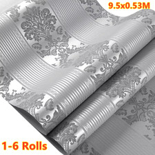 Silver Grey Damask Glitter