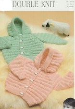 #265 BABY BOY GIRL 18-24" DK HOODED JACKETS KNITTING PATTERN COPY
