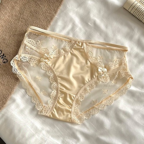 Satin sheer lace knickers - lace,