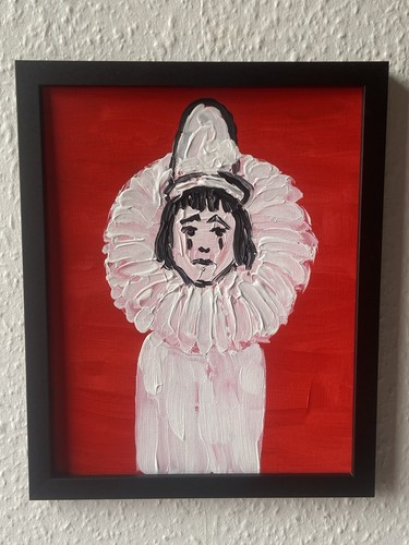 Painting sad clown figure - painting,