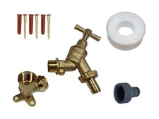 Outside Tap Kit With Double Check Valve, Wall Plate Elbow, Garden Hose Fitting